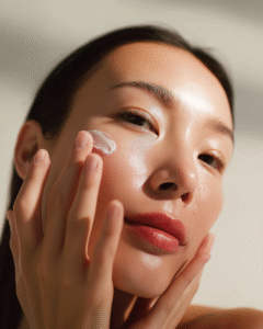 woman applying cream